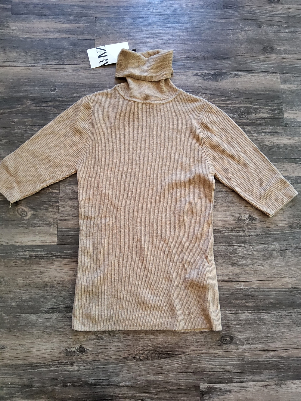 NEW Zara Short-sleeved Ribbed Knit Turtleneck